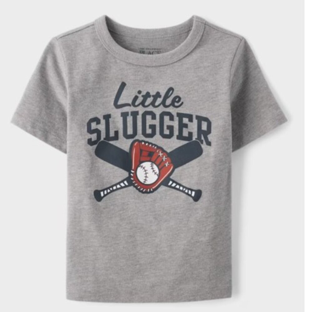 “Little Slugger” Graphic‎ Tee – Gray (Boys 2T) BRAND-NEW!